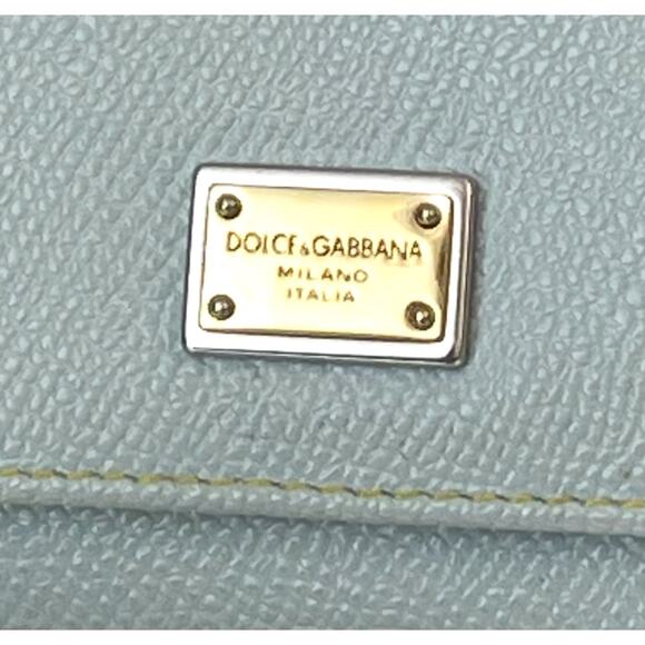 DOLCE & GABBANA Leather Blue Green Sicily Von Bag Cream Interior LIKE NEW - Picture 10 of 10